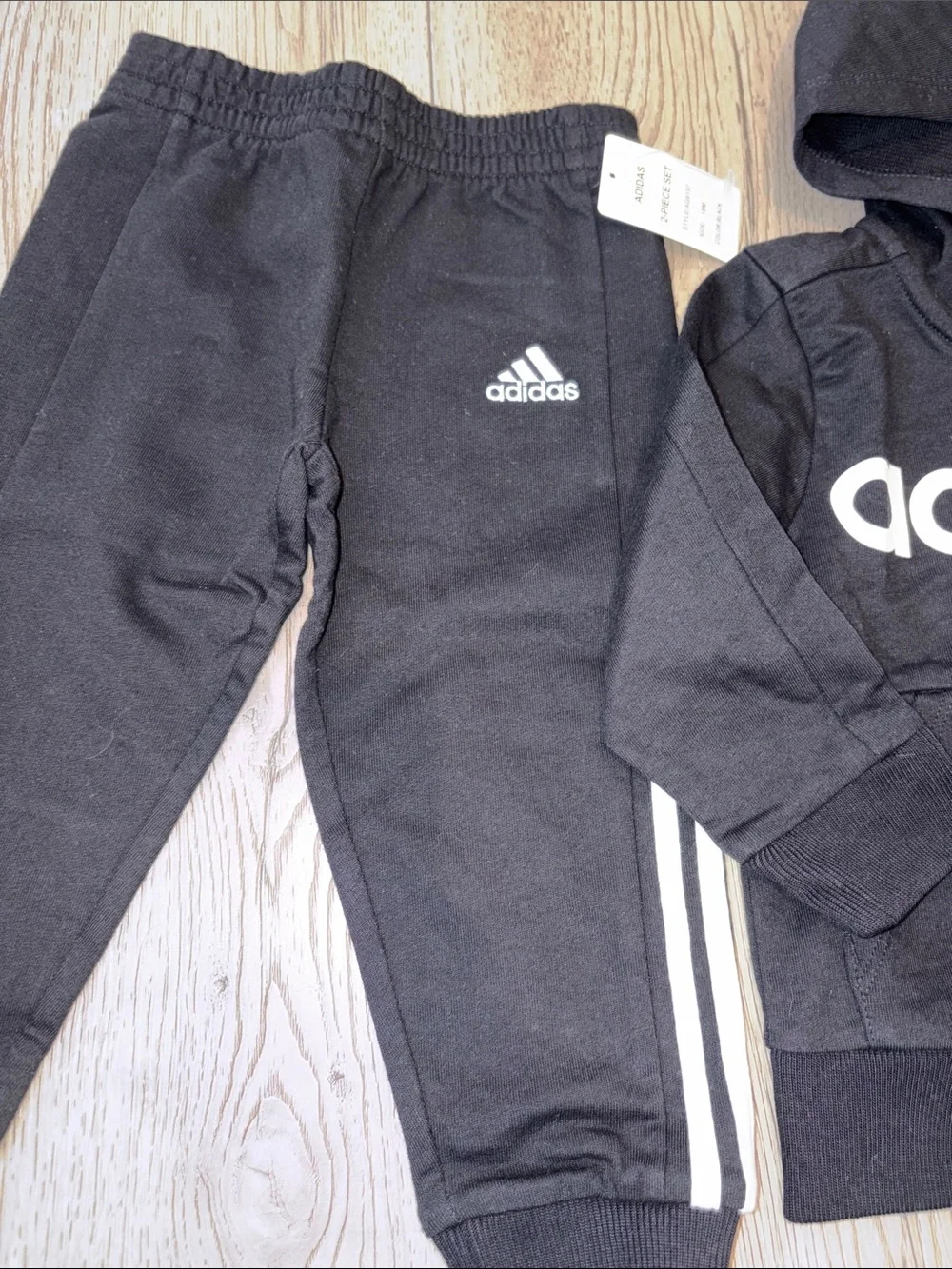 adidas Black Kids Hoodie & Joggers with White Logo